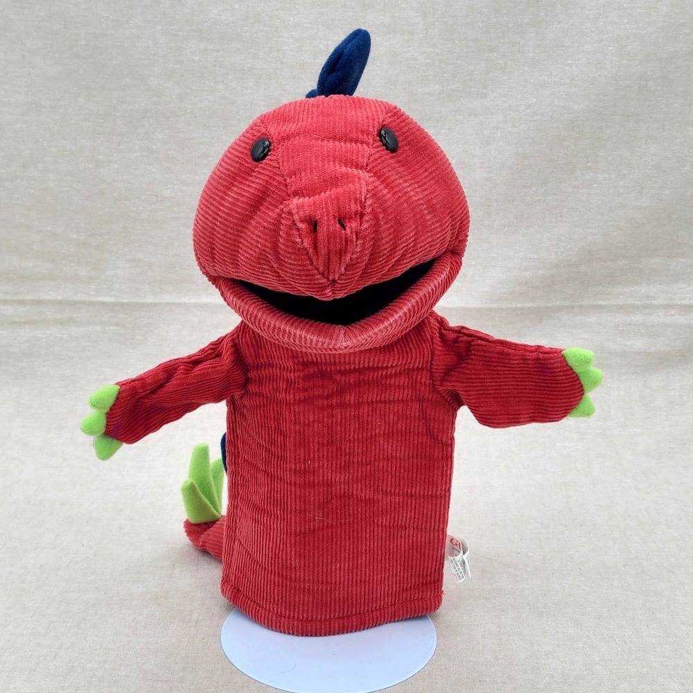 Gund AAAAH Steggy Dinosaur Corduroy Red Plush Hand Puppet 12" Stuffed Animal